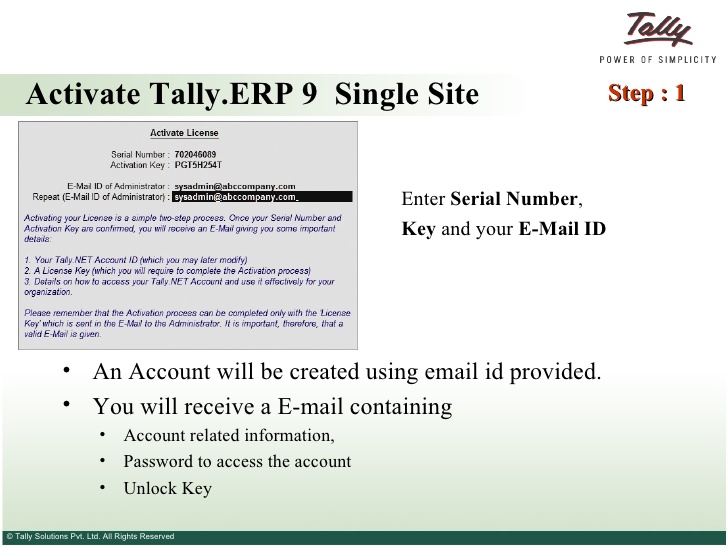 tally erp 9 activation key